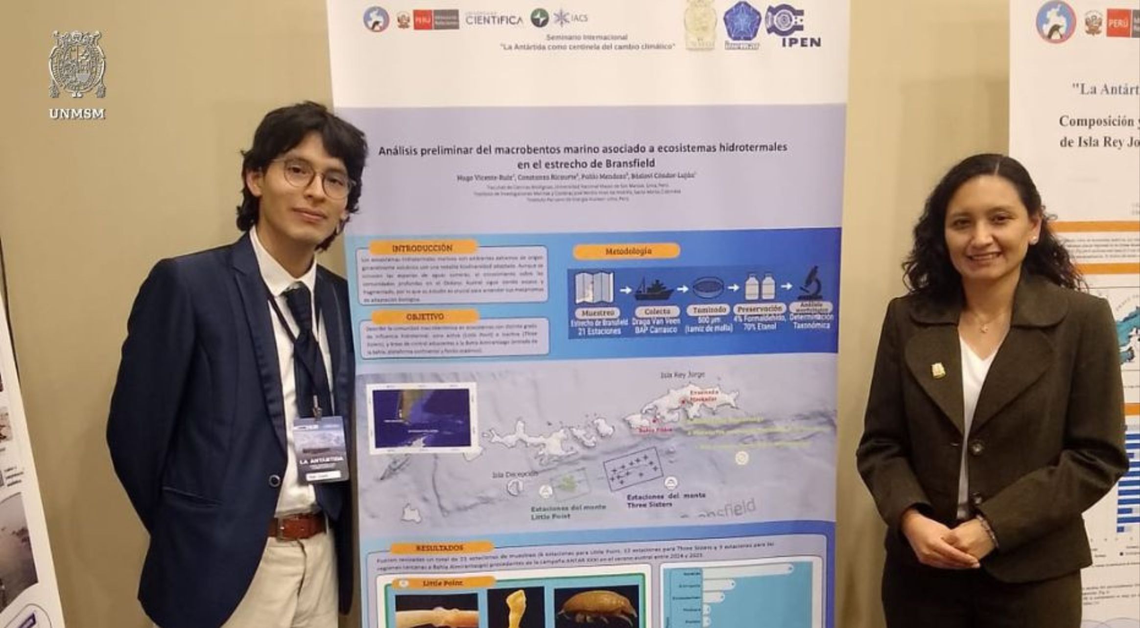 Bióloga de la UNMSM presentó sus investigaciones sobre esponjas marinas en la Antártida y su relación con el cambio climático, en RREE  